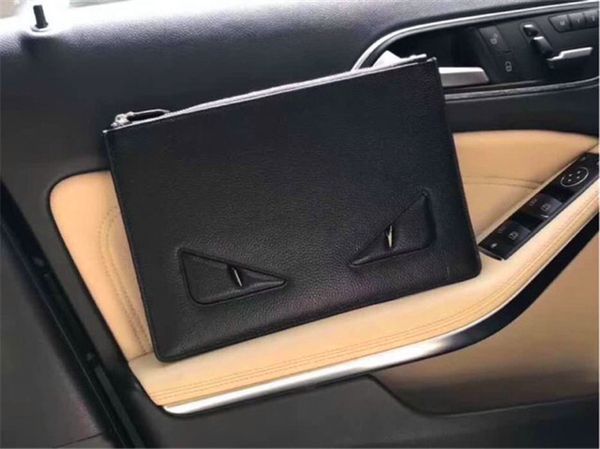 

new fashion designer men clutch bag monster series italy leather lychee texture clutch 7122 zipper black square wallet, Red;black