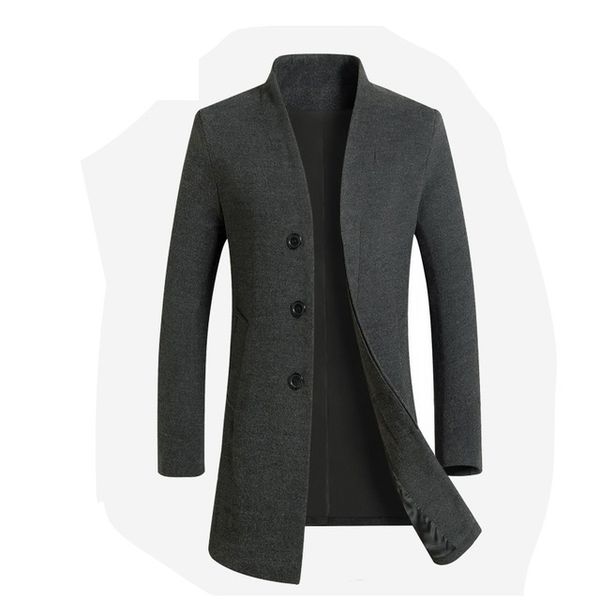 

2018 mens x-long jackets & coats single breasted casual mens wool blend jackets full winter for male wool overcoat 2xl3xl, Black