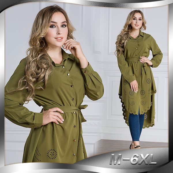 

2018new style women's plus size shirt 6xl- muslim hollow out long sleeve long shirt elegant women's fashion shirt blouse, White