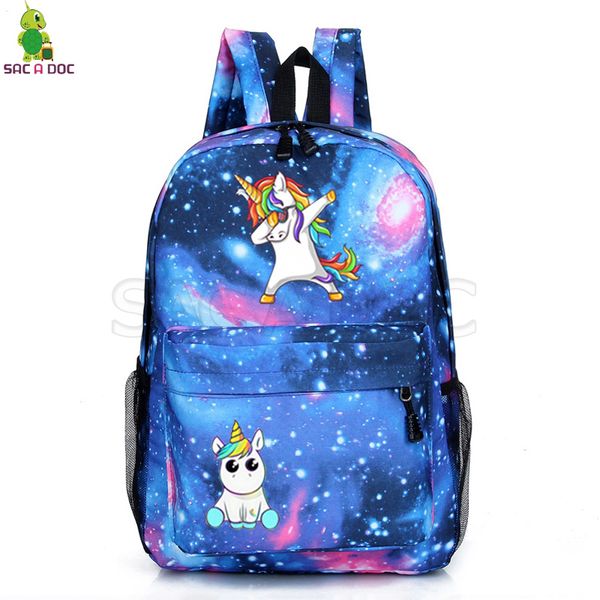 

galaxy dab unicorn backpack school bags for teenage girls boys daily backpack cartoon unicorn travel shoulder bags