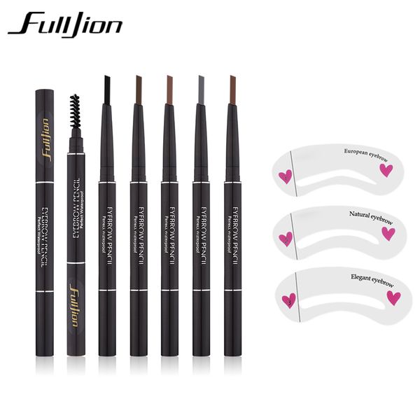 

fulljion double-ended rotatable eyebrow pencil with mascara brush waterproof long lasting eyebrow pen stencil makeup set
