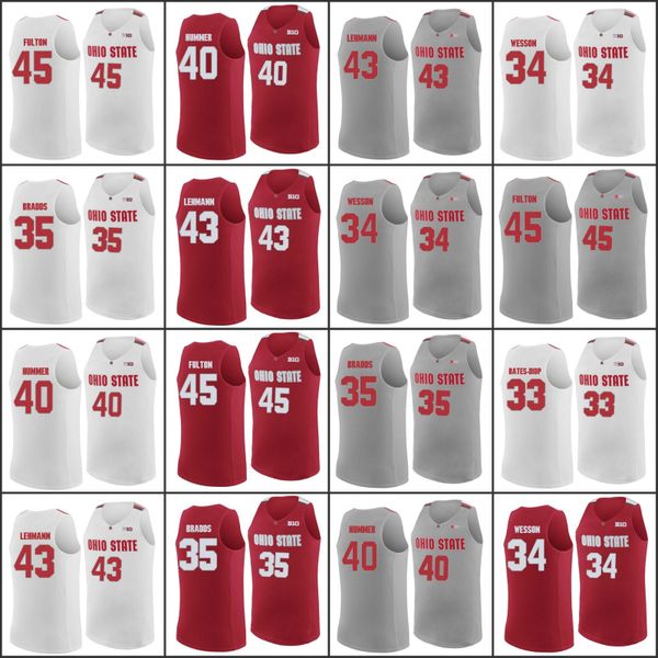 

Coustom 23 Lebron James Ohio State Buckeyes big 33 Keita Bates 35 Gary Bradds 45 Connor Fulton College Basketball Jersey stitched jerseys
