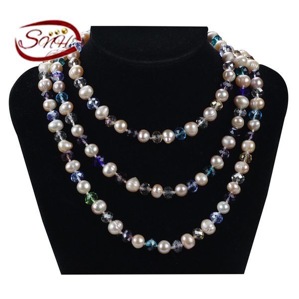 

snh 8mm potato b 120cm long mixed color nwedding pearl necklace, Silver