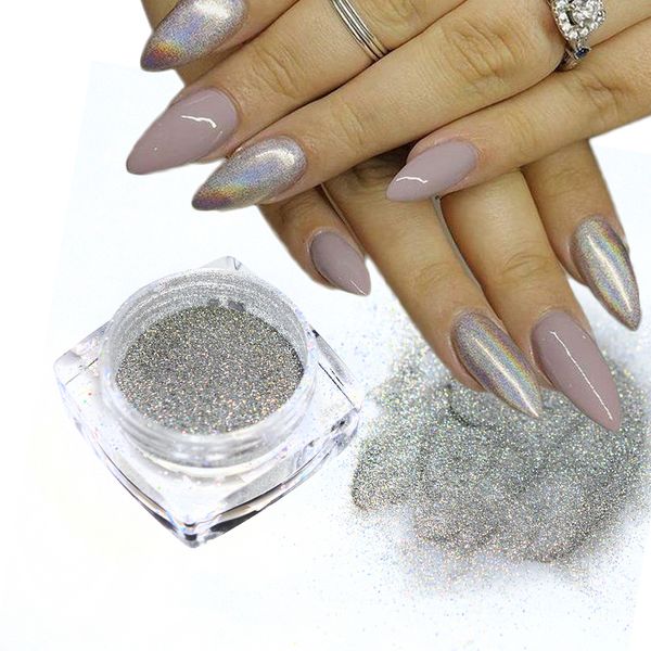 

0.5g/bottle holographic laser nail glitter powder holo nail art chrome glitter dust pigment powder art decorations la003tn, Silver;gold