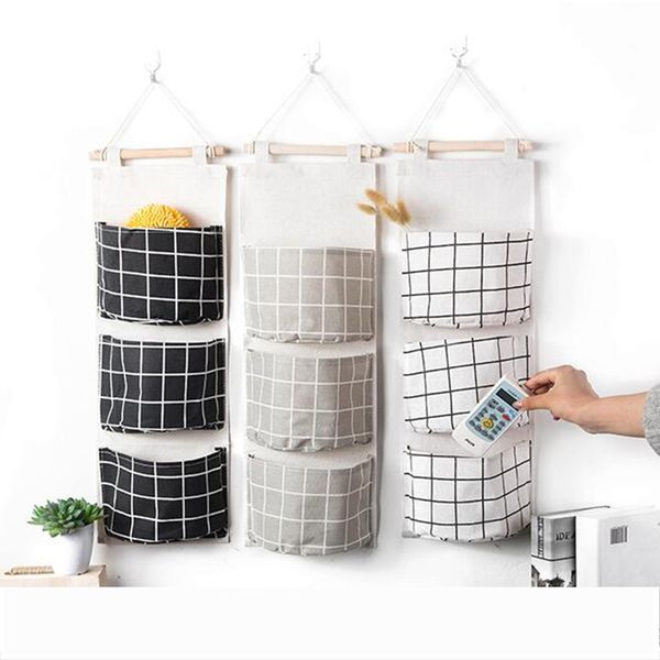 2019 Cotton Linen Wall Door Cloth Hanging Storage Bag Case