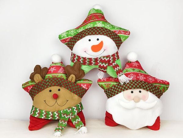 

christmas cushion christmas sofa seat back cushion santa claus snowman elk pillow five stars shape christmas new year gift xmas tree decor