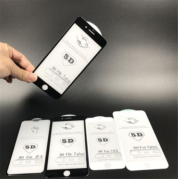 5D Full Cover Temperiertes Glas Displayschutzfolie für iPhone XR XS MAX 8 8PUS 7 7PLUS 6 6PLUS für Samsung Galaxy A5 A7 A8 A6 j4 j6 j8 2018