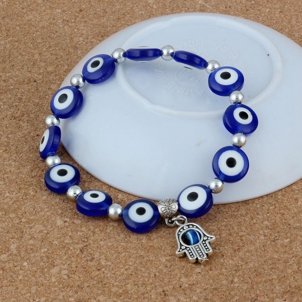 

микрофон 10шт хамса фатима рука сглаза браслет ручной бусины резинка унисекс новый, Black