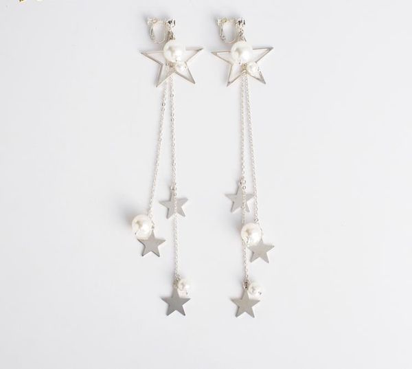 

bride's earrings new long star jewelry accessories wedding yarn accessories, Silver