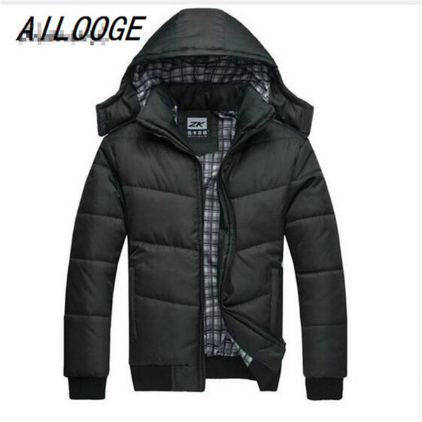 

ailooge 2018 jacket men winter jacket big size m-4xl new arrival casual slim cotton with hooded parkas casaco masculino, Black