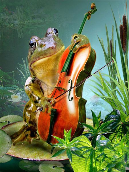 

diamond embroidery cartoon frog cellist diy diamond painting cross stitch kit resin full round diamond mosaic home decoration yx4205