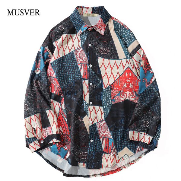 

musver japanese ukiyo harajuku patchwork long sleeve shirts men 2018 hip hop casual loose streetwear shirts women fashion, White;black