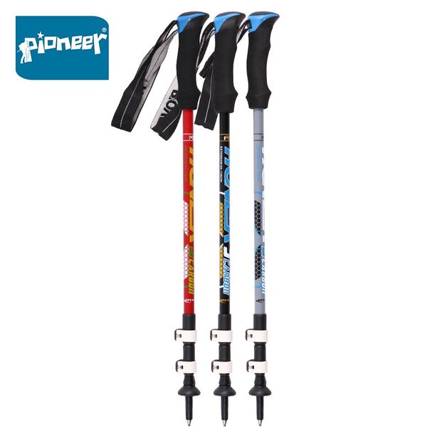 

pioneer 2 pcs carbon fiber trekking poles ultralight collapsible quick lock hiking walking sticks 3 color