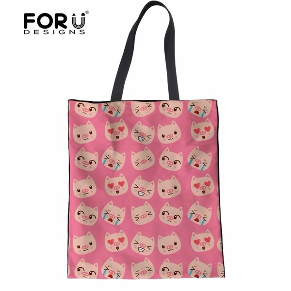 

forudesigns women handbags animal 3d pig print cartoon tote shoulder bags for ladies coon crossbody storage shopper bag woman