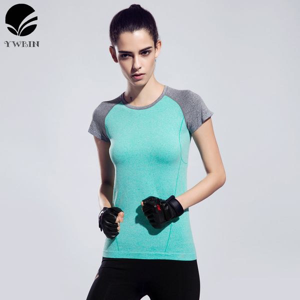 

lady yoga gym compression tights women sport t-shirts dry quick running short sleeve t-shirts fitness clothes tees, White;red