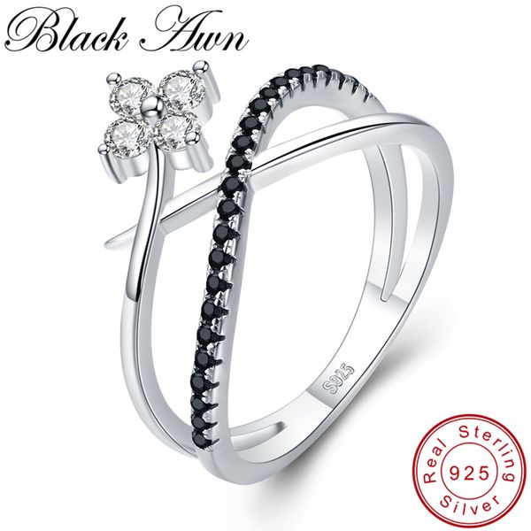 

black awn] 925 sterling silver jewelry classic wedding rings for women female hollow bijoux silver 925 jewelry g084, Golden;silver