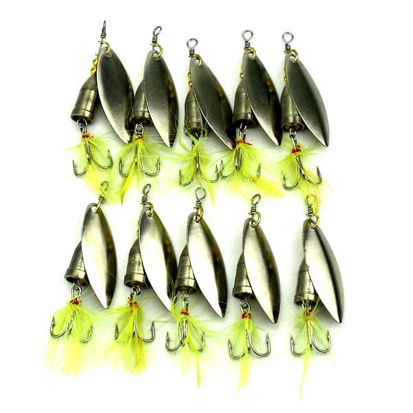 10 STÜCKE feder angelhaken, Rooster Tail, Angeln Spinner Löffel Lockt Drehbare Inline Bass Forelle Angelgerät Köder 6G Spinner, Spinnerb