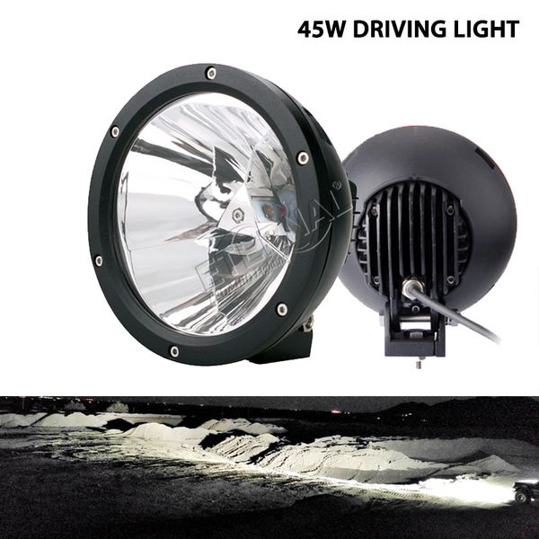 

2pcs 45w led driving light headlamp cannon 6.7in round vision led work light 4x4 off-road wrangler rubicon jk cj suv headlight