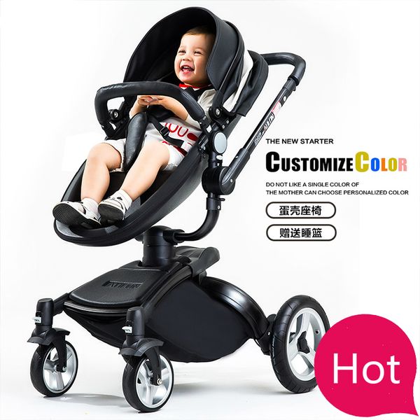 

high landscape baby stroller bassinet set black baby trolley folded two-way poussette k arabas kinderwagen carriage