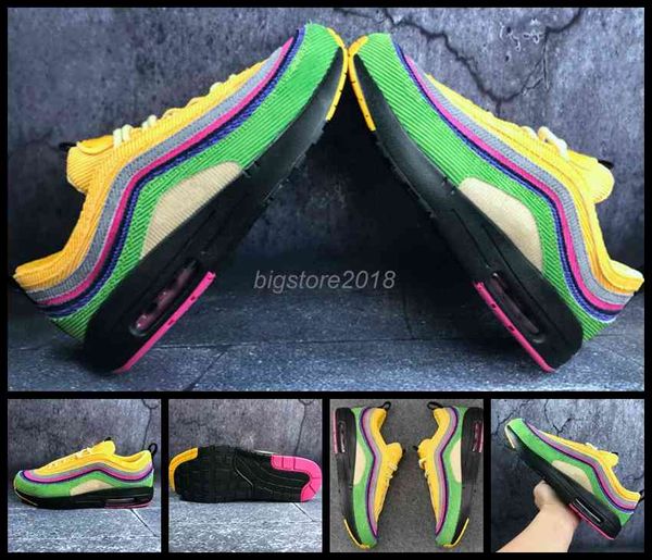 

2018 Новый Шон Wotherspoon X Мужские Женские Кроссовки Модные Мужские Кроссовки Яркая Сера Много Желтый Синий Гибридная Спортивная Обувь