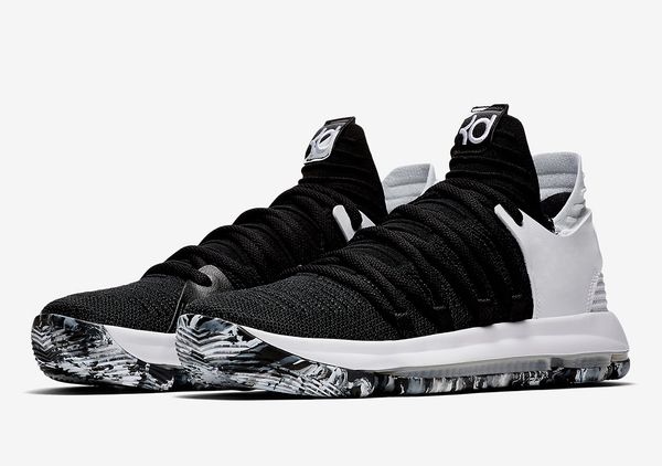 

New KD 10 Marbled Sole shoes sales With Box Kevin Durant Black White Basketball shoes free shipping 897816-008
