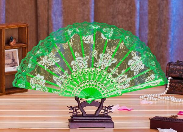 

новый 100шт кружева ткань шелк складной ручной танцы вентиляторы цветок партии свадебный выпускной вечер