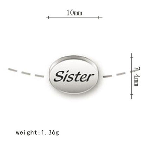 

metal diy message sister oval charms jewelry for making other customized jewelry, Bronze;silver