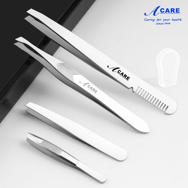 

acare eyebrow tweezer comb professional stainless steel slant tip hair removal eyebrow useful beautiful beard mini makeup tools