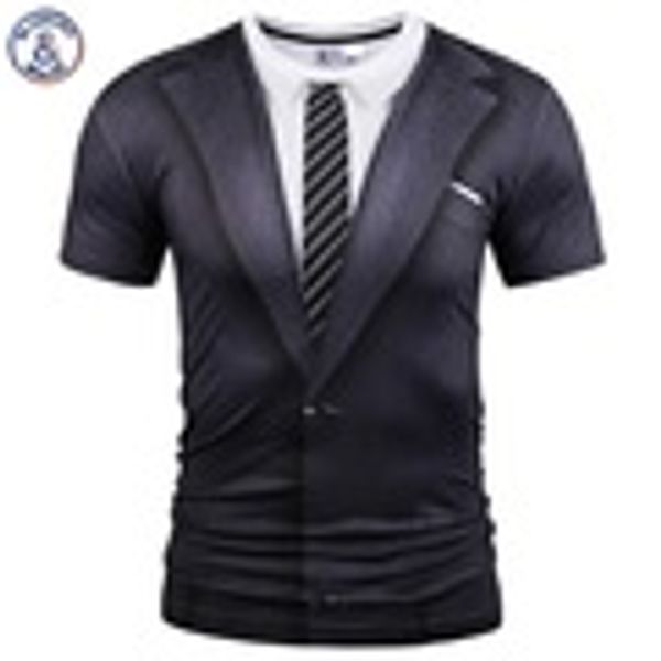 

fake two pieces style t-shirt men women tees summer print suit fashion brand t shirts print, White;black