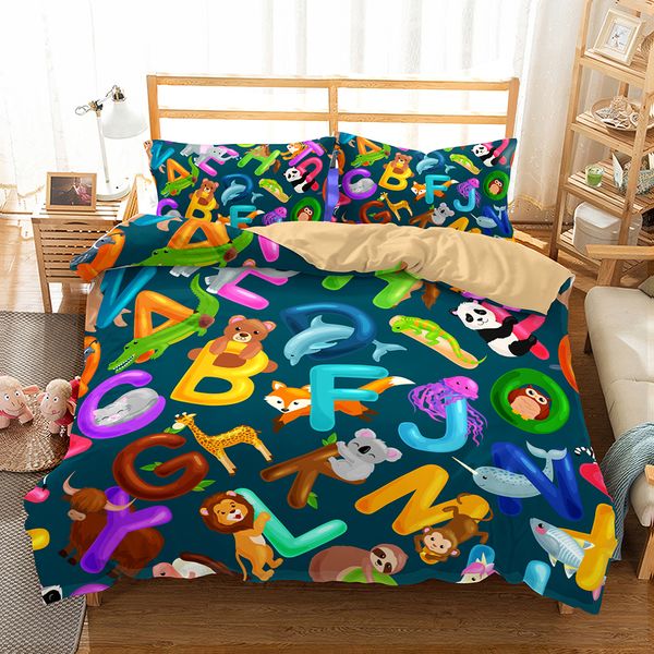3d Home Kids Children Bedding Sets Letter And Sloths Duvet Covers