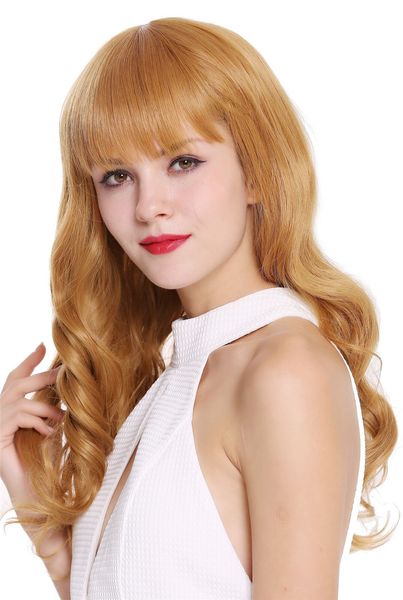 

wig me up perÃ¼cke damenperÃ¼cke lang gewellt pony helles kupferblond rotblond, Black;brown