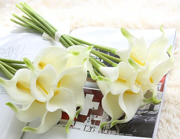 Simulazione Calla Lily Fiore artificiale PU Vera decorazione della casa Fiori Festa di nozze San Valentino Bouquet Fiori 13 colori GA61