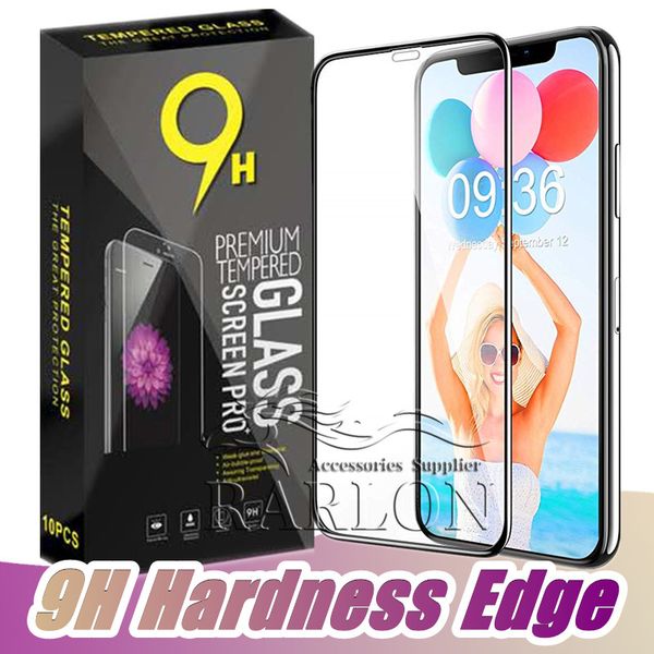 0,33mm Black Edge Screen Protector Filme 9H Draga Trepa Cobertura de tela Vidro temperado ￠ prova de explos￣o para iPhone 14 Pro Max 13 12 11 XS x 8 Plus 7 6s com pacote