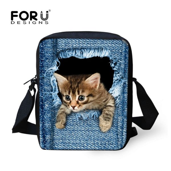 

forudesigns cute pet dog cat print denim school bags for girls,animal schoolbag student kids boys bookbags children mini mochila