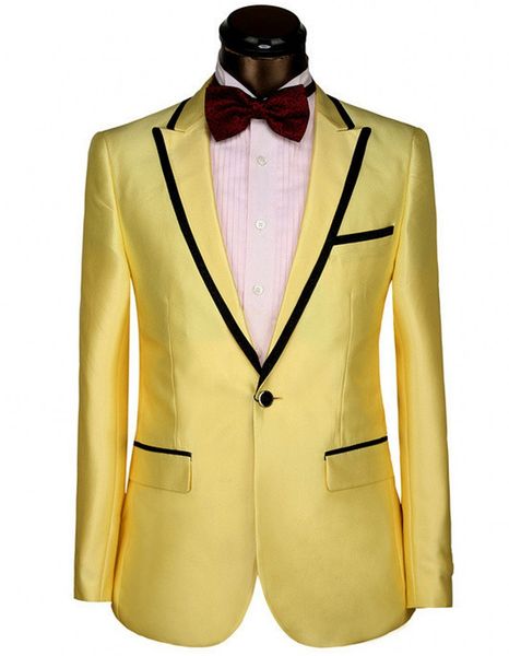 

brand new light yellow 2 piece suit men wedding tuxdos groom tuxedos peak lapel one button men blazer(jacket+pants+tie) 1303, Black;gray