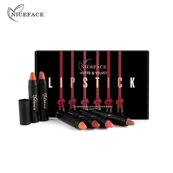 

professional maquiage 6pcs/lot lip kit matte lipstick waterproof nutritious velvet lip stick red tint nude batom makeup set
