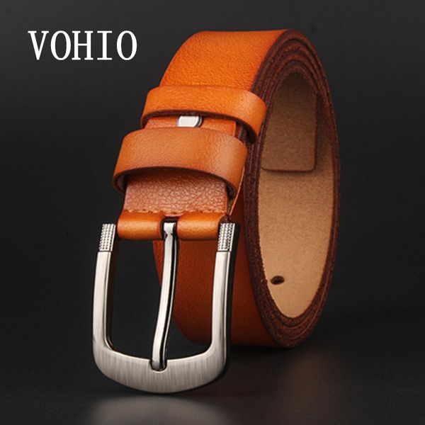 

vohio gesigner belts large size 150cm mens belt leather genuine belts for men brand strap male pin buckle fancy vintage cowboy, Black;brown