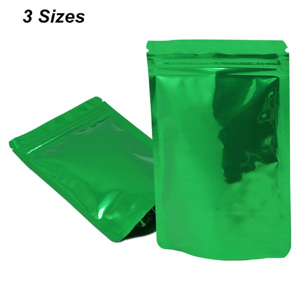 100 pezzi 3 formati verde richiudibile foglio di alluminio termosigillante pacchetti campione con foglio di cerniera mylar riutilizzabile sacchetti per la spesa sacchetto ermetico in mylar