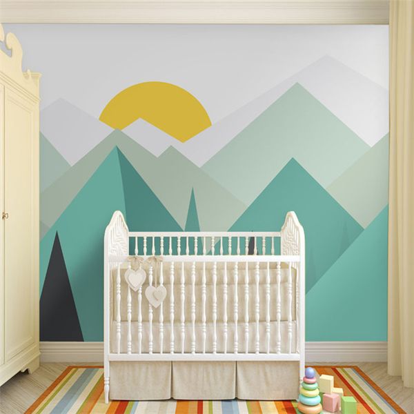 

Pure green mountain art wallpaper mural on the wall for kid 039 room wallpaper nur ery room wall decor hipping