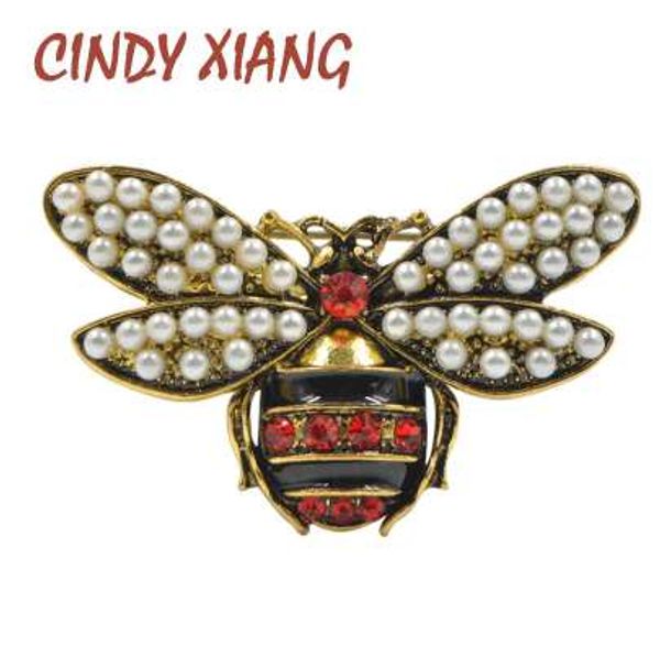 

cindy xiang 2 colors choose rhinestone and pearl bee brooches for women vintage jewelry fashion insect brooch pin high quality, Gray