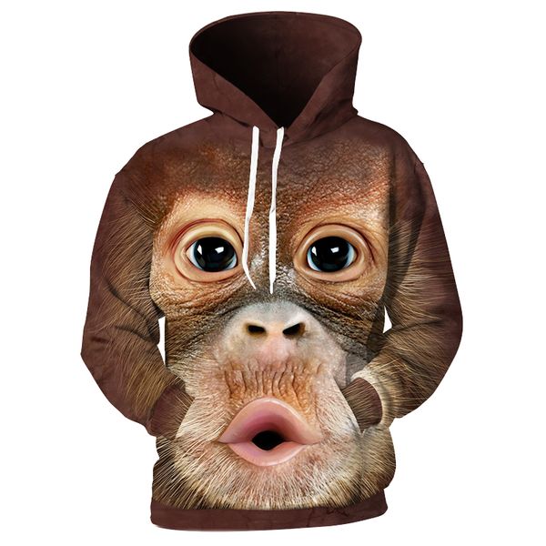 

cloudstyle 2018 3d men's hoodies print orangutan monkey sweatshirts harajuku loose hoodie male pullovers streetwear hooded, Black