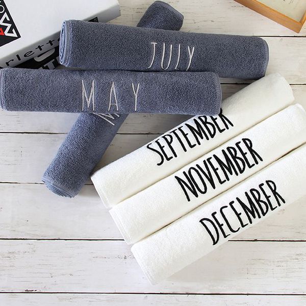

100% cotton embroidery 12 month towel white face towel sport bath hand towel bathroom for home l wedding