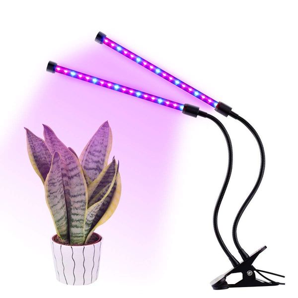 Çift Kafa 36LED Bitki Büyümek Işık 18 W 2 Dim Seviyeleri Bitkiler Hidroponik Sera için Ayarlanabilir 360 Derece Gooseneck ile Lamba Ampul Büyümek