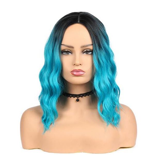 Hot New Ombre Elegant Shoulder Length Sky Blue Hair Natural