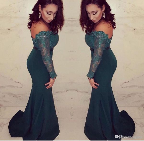 

2018 elegant plus size mother of the bride lace navy blue long sleeves prom dresses mermaid evening gowns, Black;red