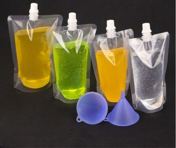 

100pcs stand up juice drinking storage bag transparent plastic disposable beverage bag milk jelly spout bags
