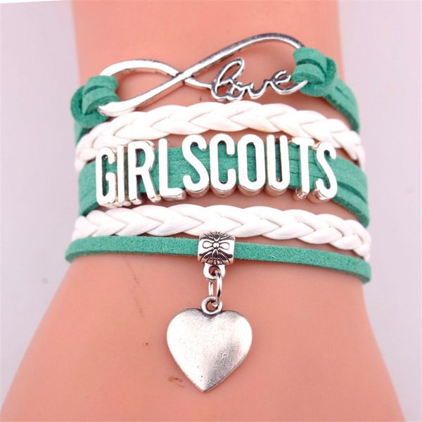 

infinity love girl scouts bracelet heart charm gs leader girl wrap bracelets & bangles for children jewelry, Black