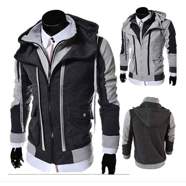 

New Fashion Casual Patchwork Men 'S Hoodies Sweatshirts Slim Fit Men Sweatshirts Double Zipper Mens Outdoors Clothes Hoody