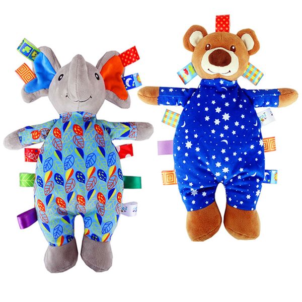 

colorful tag animal dolls elephant bear stuffed plush toys baby sleeping appease toys baby ringing bells dolls pillow -30