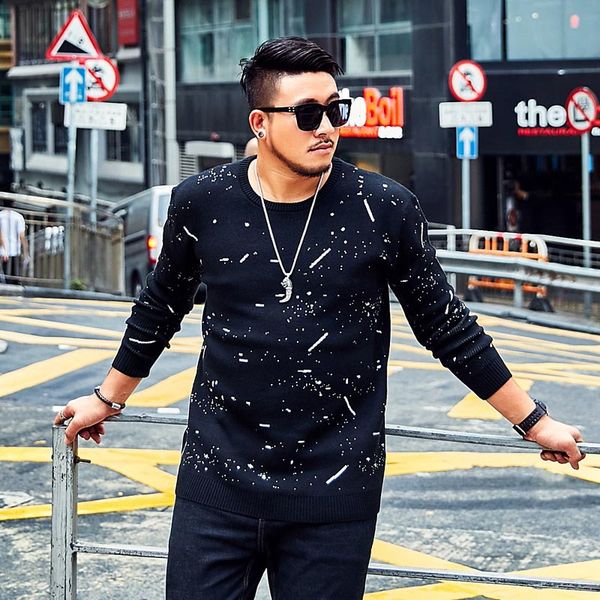 

2018 gxxh tide brand large size 5xl 6xl 7xl men's sweater men's loose black bottoming shirt autumn and winter casual pullover, White;black